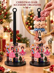 2D FLAT Christmas Hair Accessory Storage Rack - Christmas Decoration, Desktop Organizer For Storing Hair Ties, Headbands, Hair Clips (Combines Display And Storage Functions), Christmas Nutcracker Design, Also Suitable For Christmas Decoration, Multi-Functional Home Decor Storage Solution, Jewelry Storage Rack - Multicolor - View 2