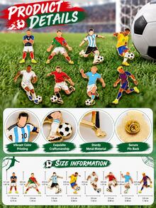 FIFA Football Fan Badge, Zinc Alloy Material, Cartoon Character Silhouette Design, Gold Plated Edge, Fan Accessory, Commemorative Badge, Back To School Decoration, Fan Event Gift, Collectible Accessory - Multicolor - View 4