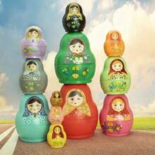 Búp bê Matryoshka Nga 12 lớp, đồ chơi xếp chồng nhiều màu sắc, đồ chơi giáo dục, khơi gợi trí tưởng tượng vô hạn, phù hợp làm quà tặng sinh nhật, Halloween, Giáng sinh - Nhiều màu - Xem 1