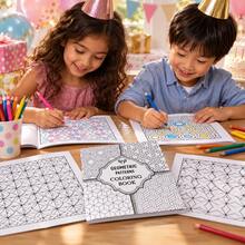 1pc Geometric Pattern Coloring Book, Simple Doodle Coloring Book For Adults, Practical Portable Popular Coloring Book, Children's Watercolor Coloring Book, Memo Doodle Drawing Coloring Book, Kindergarten Portable Painting Book With Built-In Paint - Multicolor - View 2
