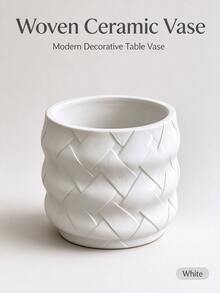 Christmas Modern 3D Printed Vase With Embossed Woven Texture, Curved Relief Planter, Minimalist Home Decor Flower Pot, Suitable For Coffee Table, Entryway, Bedroom - 1PC - View 11