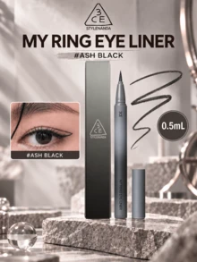 3CE Eyeliner Pen #Sand Grey Black 0.5ml, Ultra-Fine Flexible Tip, Water-Resistant, Smudge-Proof, Long-Lasting, Suitable For Sensitive Skin - Halo Liquid Eyeliner - Sand Gray Black - View 5