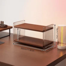 2-3‑Tier Acrylic & Bamboo Countertop Storage Shelf, Desktop Mug Cup Organizer Rack, Kitchen Counter Display Stand For Coffee Gear, Mugs & Small Kitchen Supplies - View 11