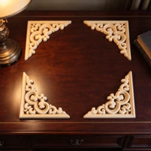 4pcs Solid Wood Carved Corner Flowers, Woodworking Supplies, Home Decorations, Suitable For Cabinets, Doors And Windows, Furniture, Background Walls, Entrances, Offices And Other Decorations, Holiday Decorations, DIY Decorations. - Multicolor - View 6