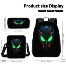 Mecha Element Print Student 3 Pieces Set School Backpack, Messenger Bag, Pencil Case, Boys Large Capacity Compartment Backpack, Back To School Storage Bag For School Supplies, Travel Storage Bag, Suitable For Back To School, Classes, Outdoor Sports, Back To School Season - 3-piece Set - View 7