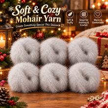 6-pack fluffigt långhårigt garn 300g, mjukt tjockt garn för virkning och stickning, DIY-hantverksgarn för tröjor, scarves, sjalar, väskor och kreativa projekt - Garnnystan - Visa 12