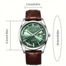 CHRONOS Men's Classic Stylish Watch Genuine Leather Strap, Calendar, Waterproof, Luminous Quartz Watch. Ideal For Outdoor, Casual, - CH1303H - View 6
