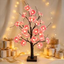 1PC 24 LED 60CM Pink Plum Blossom Tree Light, USB & Battery Dual Use, Artificial Glowing Tree Lamp, Wedding Aisle Decor Light, Hotel Banquet Decoration Light, Romantic Atmosphere Tree Light, Desktop Ornament Light, Birthday Party Decoration Light - Yellow - View 2