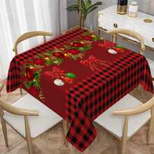 1pc Christmas Plaid Print Tablecloth - Polyester Tablecloth, Suitable For Dining Table And Coffee Table - Woven Rectangular - Multicolor - View 9