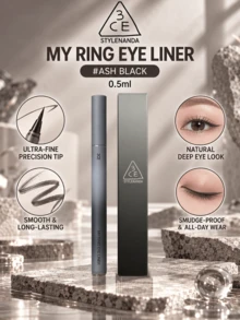 3CE Eyeliner Pen #Sand Grey Black 0.5ml, Ultra-Fine Flexible Tip, Water-Resistant, Smudge-Proof, Long-Lasting, Suitable For Sensitive Skin - Halo Liquid Eyeliner - Sand Gray Black - View 6