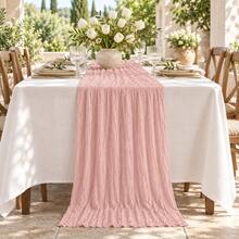4 Packs Dusty Pink Cheesecloth Table Runner, Soft Gauze Fabric Table Runner, Boho Rustic Sheer Table Decor With Farmhouse Style For Wedding, Bridal Shower, Baby Shower, Birthday Party, Holiday Events, Dining Table Centerpiece And Home Decor - Grey Pink - View 4