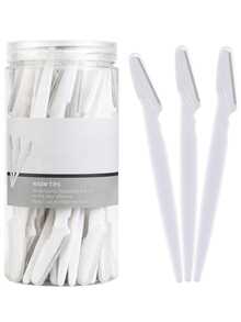50/24/12/6pcs Clear Jar Packed Facial Dermaplaning Razors For Women, Sharp Stainless Steel Blade Eyebrow Trimmer With Protective Cap, Disposable Portable Face Hair Remover For Eyebrow Shaping, Peach Fuzz Removal & Skin Exfoliation - White - View 1