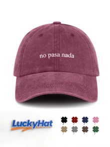 "No Pasa Nada" Spanish Letter Graphic Printed Baseball Cap, Multi-Color Washed Style Slogan Dad Hat For Men & Women - No Problem - View 12