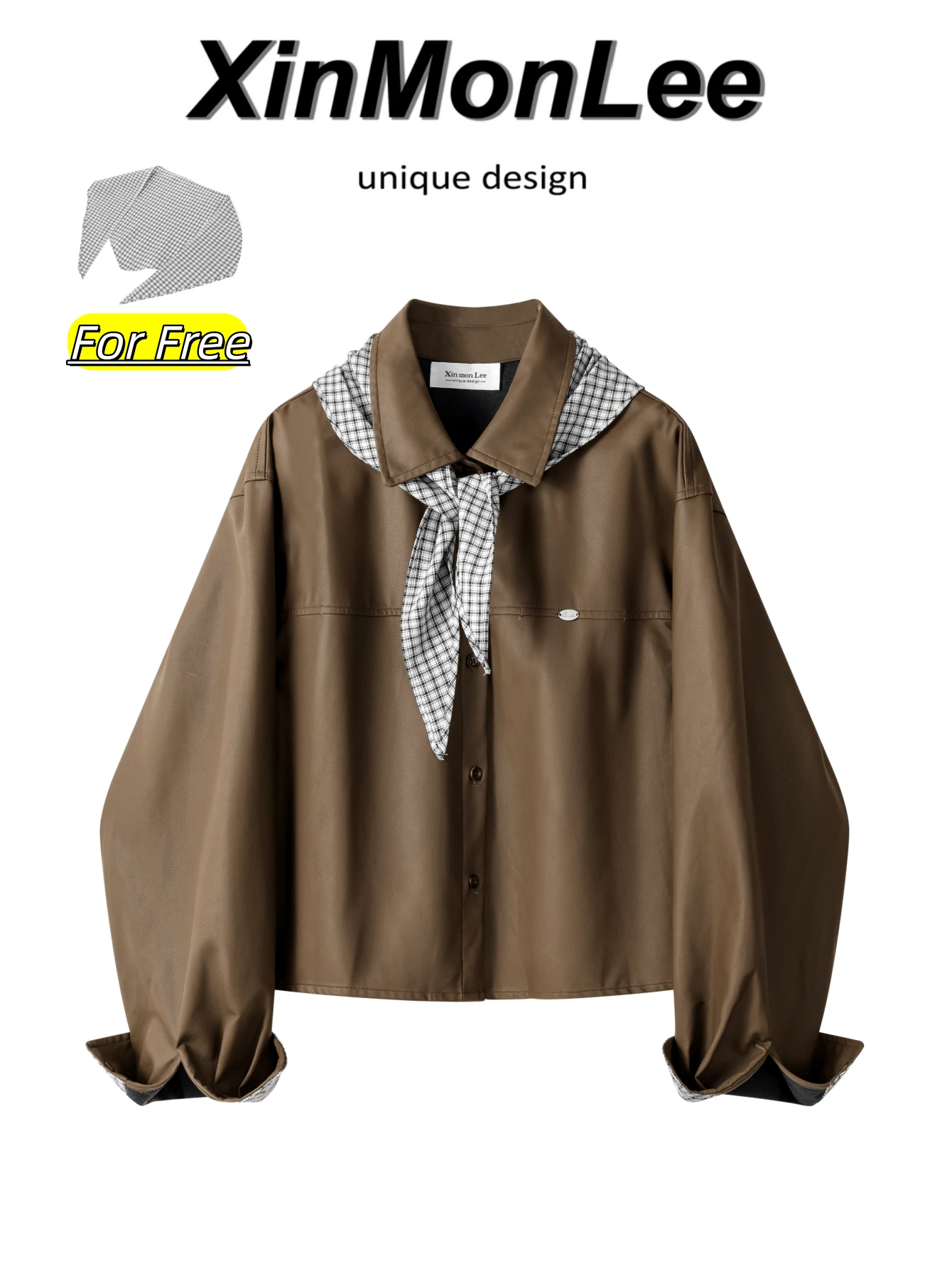 Trending Maillard Vintage Lapel Leather Jacket Button-Up Coat For Vacation, Daily Wear, Travel, Autumn/Winter - Brown - View 1
