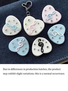 Korean Style Ins 3D Printed Heart-Shaped Musical Note Earphone Cable Organizer Keychain, Data Cable Storage Bag Pendant, Earphone And Charging Cable Organizer With Keychain, Ideal Gift For Girlfriend, Colleague, Classmate, Family - Multicolor - View 10