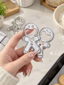 Cute Gingerbread Man Metal Bottle Opener - Stainless Steel Christmas Decoration, Holiday Pattern, No Power Required, Camping, Restaurant Accessory, Fun Design, Polished Finish, Multi-Functional Bottle Opener, Event Planner, Christmas Decorator, Kitchen Gadget, Outdoor Portable, Christmas - View 2