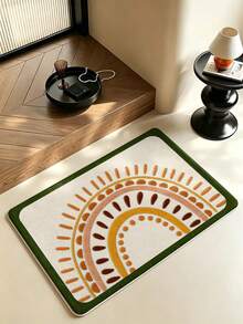 SANJIANGDI 1pc Bohemian Rainbow Geometry Kitchen Mat, 0.6mm Faux Cashmere Material, Soft And Machine Washable, Suitable For Kitchen, Hallway, Bathroom, Living Room, Outdoor Entrance, And Toilet, Usable Year-Round And Adaptable To Various Occasions. - Multicolor - View 2