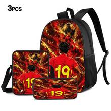 Red & Gold Flame Effect #19 Player Print 3 Pieces Set, Side Elastic Mesh Pocket Water Bottle Holder, Wide & Thick Breathable Adjustable Shoulder Strap, Fan Fashion Sports Commute Storage Set - Printed Bag - View 13