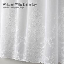 1pc White Embroidered Floral Curtain, Nordic Minimalist Versatile Soft Light Transparent Curtain, Suitable For Bedroom Decor, Living Room Decor, Study Room Decor - White - View 3