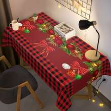 1pc Christmas Plaid Print Tablecloth - Polyester Tablecloth, Suitable For Dining Table And Coffee Table - Woven Rectangular - Multicolor - View 7
