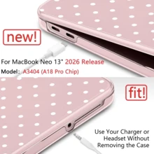 This Polka Dot Pattern Protective Case Is Compatible With MacBook Neo 13-Inch 2026 A3404 A18 Pro Model, Hard Shell Laptop Protective Cover, Optional EU And US Keyboard Protector, Screen Protector, USB Adapter And Cloud Pattern Laptop Sleeve, Available In Multiple Bundle Combinations. - View 5