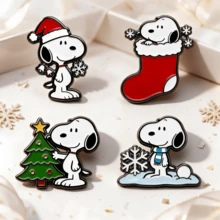 1pc Snoopy Hard Enamel Brooch Set, Polished Metal Edge, Holiday Christmas Theme Decorative Badge, Wearable Badge For Jackets, Backpacks And Hats, Unisex Accessory And Holiday Gift - Multicolor - View 3