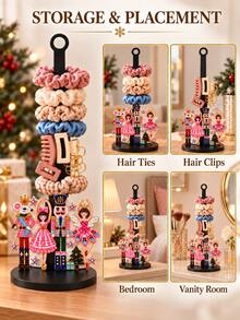 2D FLAT Christmas Hair Accessory Storage Rack - Christmas Decoration, Desktop Organizer For Storing Hair Ties, Headbands, Hair Clips (Combines Display And Storage Functions), Christmas Nutcracker Design, Also Suitable For Christmas Decoration, Multi-Functional Home Decor Storage Solution, Jewelry Storage Rack - Multicolor - View 1