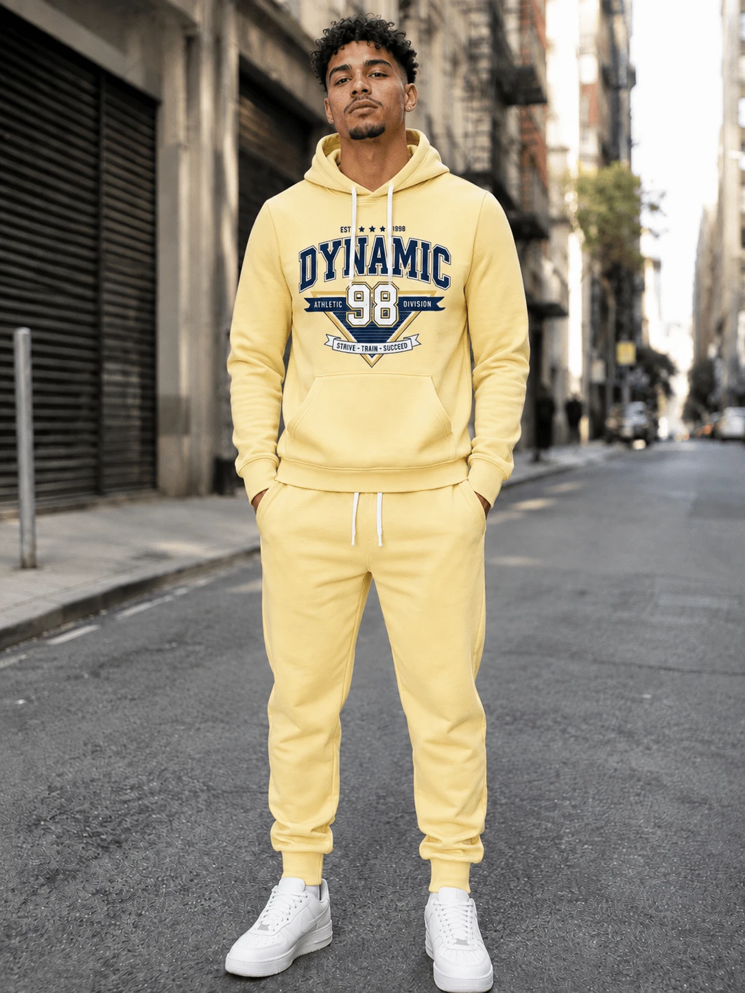 Men's 2 Pieces Set, College Style Vintage Letter & Number Print Hoodie And Drawstring Joggers, Casual Sports Outfit - Multicolor - View 1