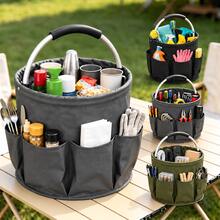 Collapsible Multi-Functional Storage Basket With Multiple Side Pockets; Suitable For Tool Storage, Beach Trips, Camping, Trunk Organization, And Outdoor Picnics Travel Essentials Camping Car Accessories Storage Bins Camping Accessories Picnic Basket - Multicolor - View 2