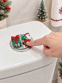 Christmas Toilet Flush Button Cover, Decorative Push Button Topper For Bathroom Holiday Home Decor, Santa Tree Gingerbread Styles, Gift For Christmas Lovers - Multiple Styles - View 4