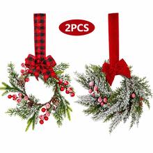 1pc Snowy Christmas Wreath With Bow And Long Hanging Strap, Green Foliage And Red Berries Holiday Wreath, Suitable For Door, Wall, Window, Cabinet, Entryway, Farmhouse Style Home And Winter Christmas Decor - Multicolor - View 14