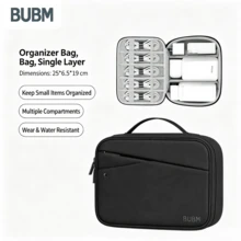Tas Penyimpanan Aksesori Digital BUBM, Tas Pengatur Kabel Data Multi-Kompartemen dan Multi-Fungsi, Tas Adaptor Daya Kapasitas Besar - View 7