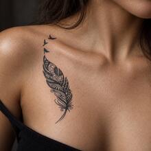 1pc Waterproof Anti-Rub PVC Realistic Feather Pattern Temporary Tattoo Sticker, Suitable For Daily Wear - Multicolor - View 4