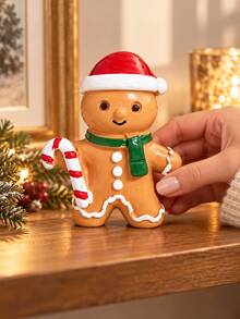 Christmas Gingerbread Man Decoration - Cute Holiday Tabletop Ornament With Candy Cane Details; Suitable For Living Room, Fireplace Mantel, Shelf, Entryway, Party Display And Holiday Gift Decoration Winter Home Decor - Multicolor - View 10
