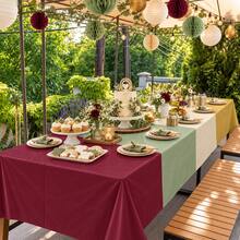 Christmas 4-Color Combination Disposable Rectangular Tablecloth, Burgundy, Light Green, Beige, Gold Solid Color Party Tablecloth, Suitable For Christmas Dinner, Family Gathering, Dessert Table, Gift Display Table, Holiday Party And New Year Table Setting - View 6