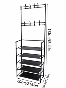 Freestanding Coat Rack With Storage Shelves, Equipped With 8 Hooks, Suitable For Entryways, Bedrooms, Wardrobes And Other Spaces, Featuring 5 Tiers Of Storage Compartments And Available In Multiple Colors - Multicolor - View 11