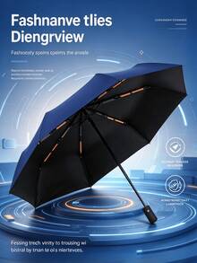 24 Double Bone Automatic Folding Umbrella, Black Glue Coating, One Button Open Close, Windproof Rainproof Sun Shade, Portable For Daily Commute Outdoor Travel - Multiple Styles - View 11