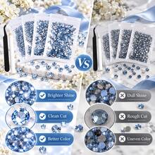 Light Blue/Light Green/Lemon Yellow Mixed Size Resin Rhinestones 2-5mm, Suitable For Denim Jackets, Storage Bags, High Heels And Hair Clips Decoration, DIY Phone Cases, Keychains And Doll Embellishments - Light Blue - View 2