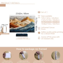 1pc 2D Textured Canvas Art With Mountain Landscape Theme, Suitable For Minimalist Bohemian Style Living Room Wall Decor (Optional Frame) - A - View 12