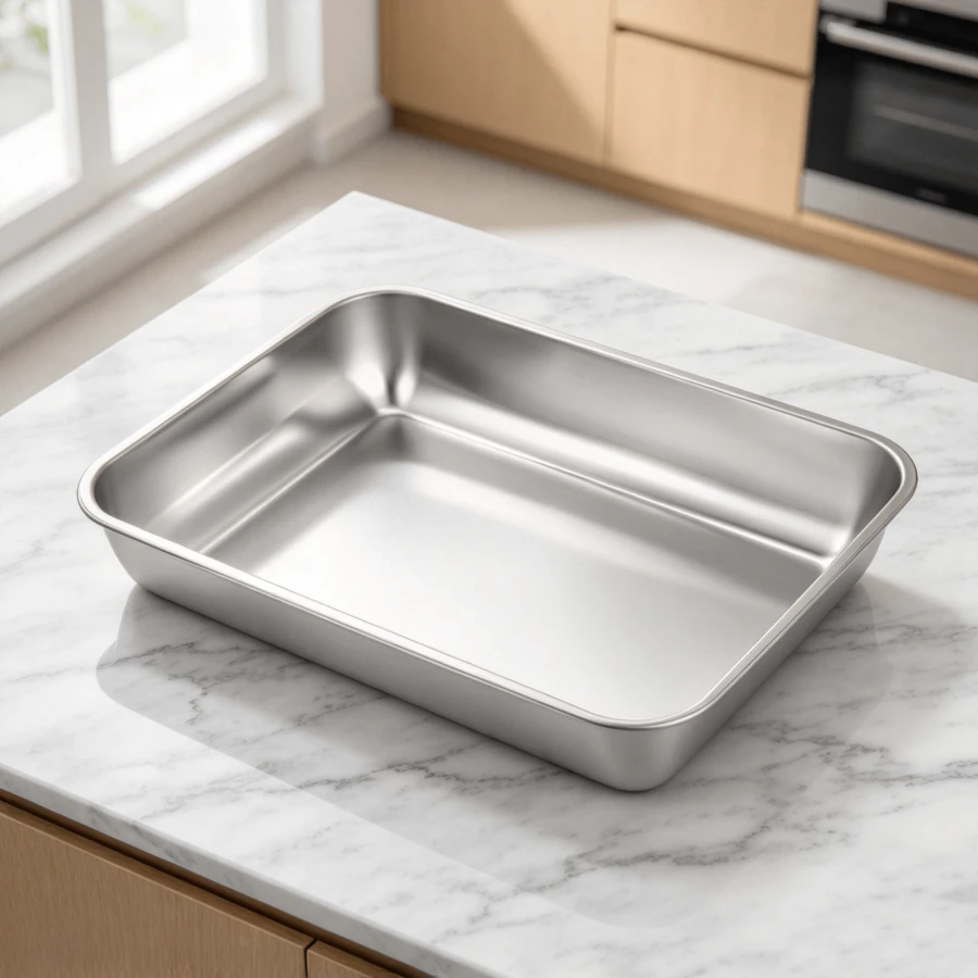 3‑Piece Stainless Steel Breading Bowls Set, Rectangular Metal Breading Trays Gastro Container For Breading Meat Fish, 25.5 X 19.5 X 5 Cm - Silver - View 1