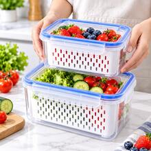Refrigerator Food Storage Containers With Removable Colander And Lid, Stackable Fruit And Vegetable Fresh-Keeping Boxes, Extend Shelf Life Of Berries And Produce, M+L Set/Large Size, Kitchen Refrigerator Organizer - View 6