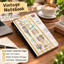 1pc Standard / Passport Size TN Ice Cream Release Paper Insert, Vintage Dessert Themed Notebook Refill, Premium 100g Woven Paper For Sticker Storage, Cute Journaling Craft Supplies - Rectangle - View 11