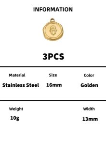 Stainless Steel 18K Gold Plated Embossed Multi‑Pattern Disc Pendants,Tarnish Resistant Waterproof DIY Jewelry Making Charms For Bracelets Necklaces - Multiple Styles - View 28
