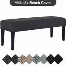 Milk Silk Long Bench Cover, Rectangular Elastic Square Footstool Cover, Washable Rectangular Footstool Cover, Thickened Storage Protective Cover, Elastic Band At Bottom, Elastic Dining Bench Cover - Multicolor - View 11