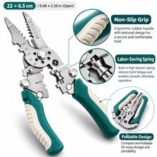 A Foldable Multi-Functional Industrial-Grade Wire Stripper Designed For Electricians. A Durable, Precision-Made Multi-Tool Crafted From High-Carbon Steel, Suitable For Cutting, Crimping, And Stripping Wires, And Ideal For All Electrical Work - A - View 2
