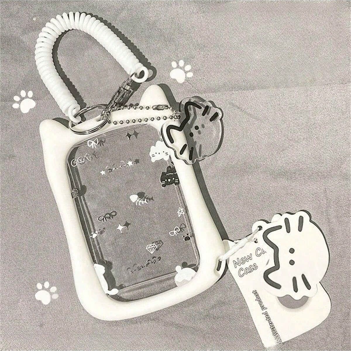 Cats Ear Photocard Holders Card Covers Keychain Pendant Photocard Case Creative Photo Sleeve Credit Card Protecto - White - View 1