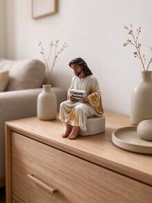 1pc Human Body Statue Resin White Beige Hand-Painted Sculpture Desktop Bookshelf Bedside Table Living Room Countertop Tabletop Decor Home Ornament - A - View 9