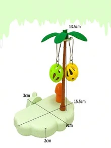 Mainan Panjat dan Garuk untuk Burung Beo, Mainan Platform Lompat Burung, Platform Lompat Hamster, Dekorasi Sangkar Burung, Cocok untuk Semua Jenis Burung dan Hewan Peliharaan Kecil Sepanjang Tahun (Warna Bola Berbentuk Lonceng Berubah Secara Acak) - Hijau - View 7