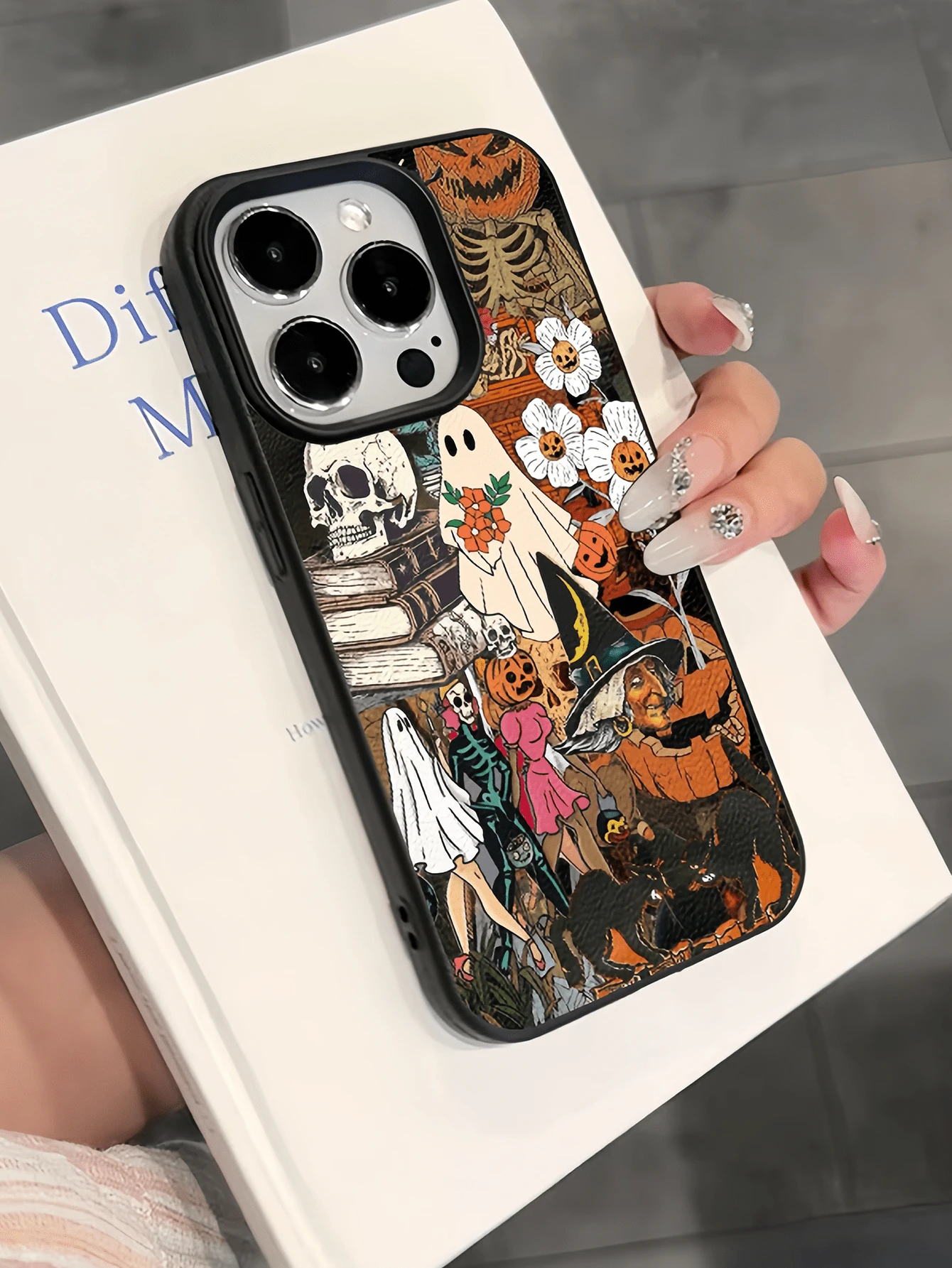 1pc Black Witch Skeleton Pumpkin Personalized Minimalist Anti-Drop Soft TPU Phone Case Full Coverage Anti-Fouling Protective Shell Compatible With Apple 18 17 16 15 14 13 12 11 Pro Max Air - Multicolor - View 1