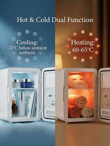 SMEGGEMS 4L Mini Skincare Fridge With Adjustable LED Light Mirror, Dual Cooling And Heating, Portable Mini Refrigerator For Cosmetics And Food, Suitable For Bedroom, Office And Car Use - White - View 8